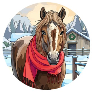 涂色页专辑: 缤纷雪景中的马