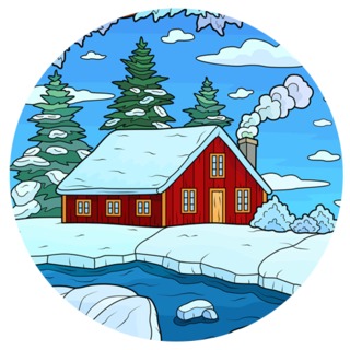 Coloring Page Album: Silent Snowy Village