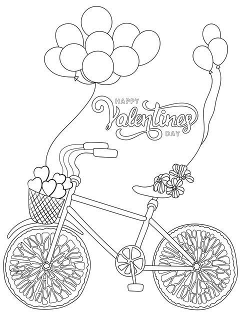 Happy Valentine's Day Bicycle Illustration