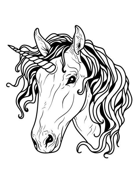 Unicorn Head Coloring Page