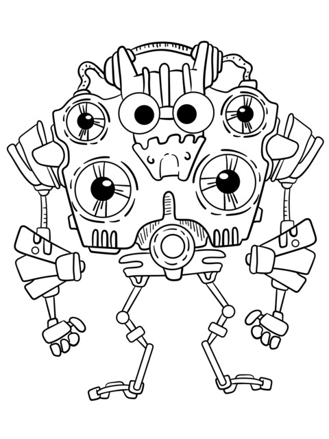 Cute Blue Robot Coloring Page