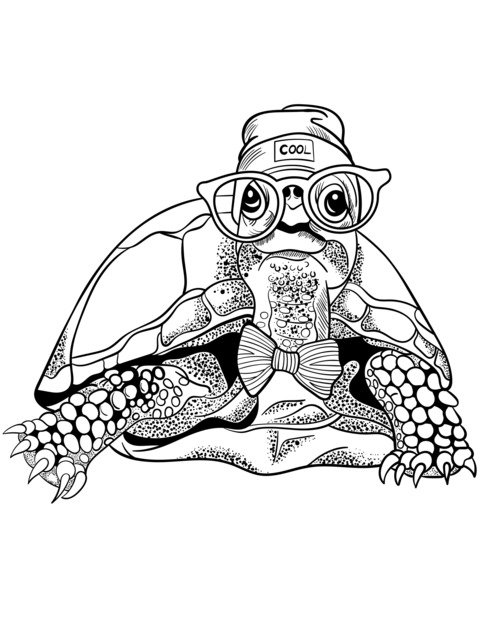 Fashionable Turtle Coloring Page