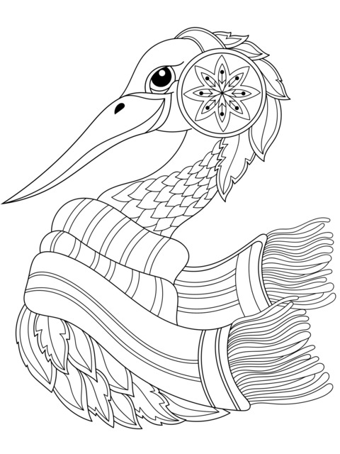 Stork with Scarf Coloring Page