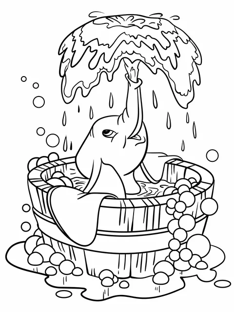Elephant Taking a Bath