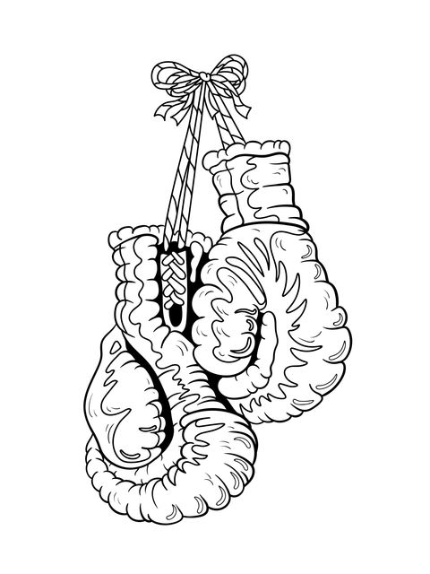 Blue Boxing Gloves Coloring Page