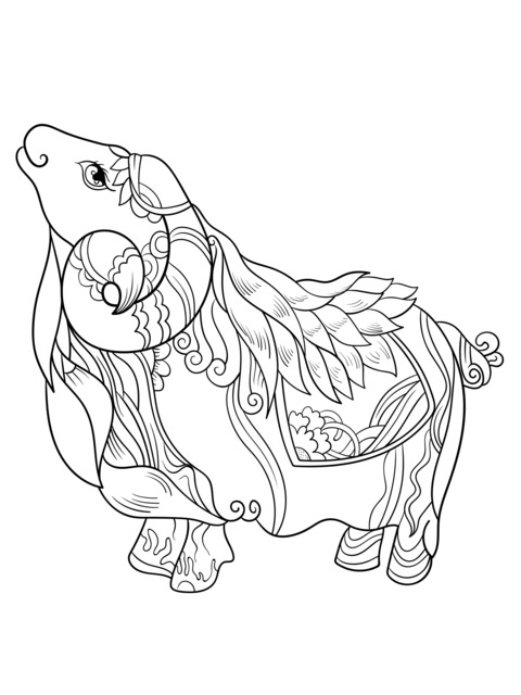 Exquisitely Decorated Sheep Coloring Page