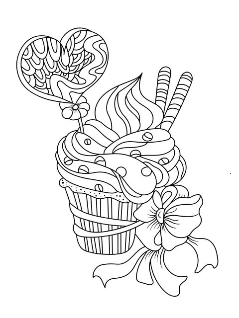 Cute Cupcake Coloring Page