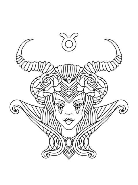 Taurus - themed Coloring Page Illustration