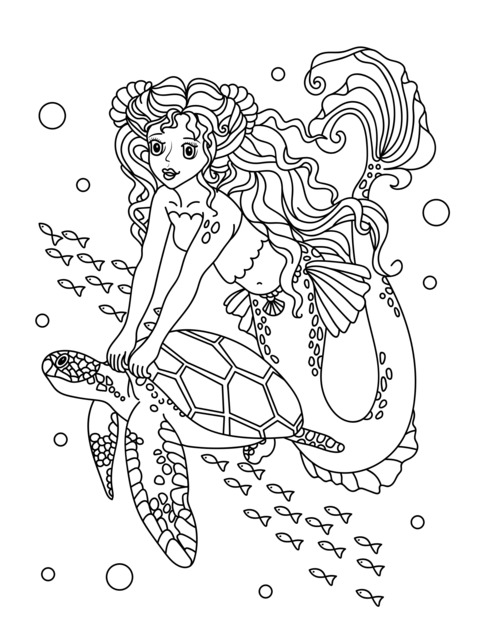 Mermaid riding a sea - turtle