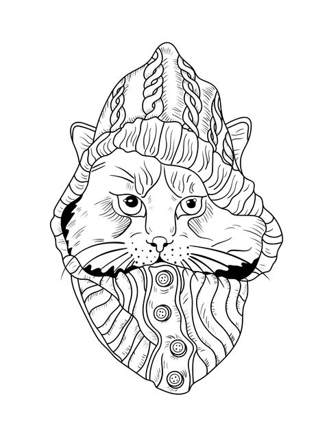 Cat Wearing a Hat Coloring Page