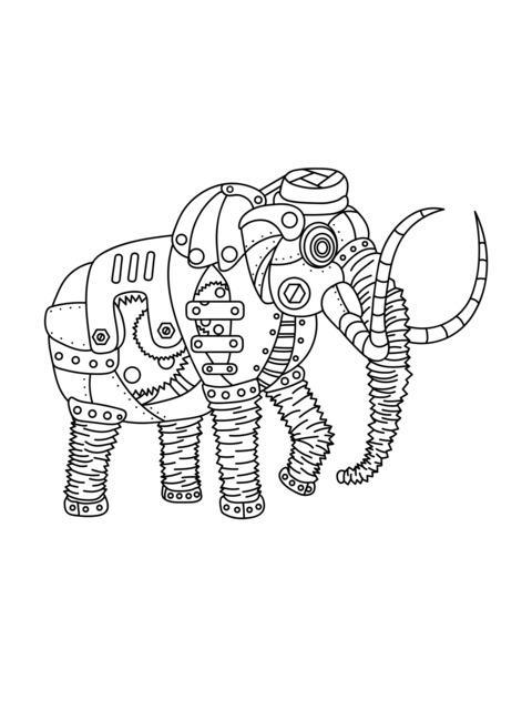 Steampunk Elephant Coloring Page