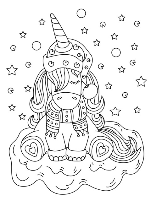 Cute Unicorn Coloring Page