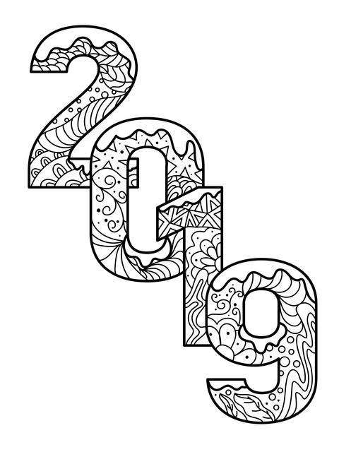 2019 Coloring Page Pattern