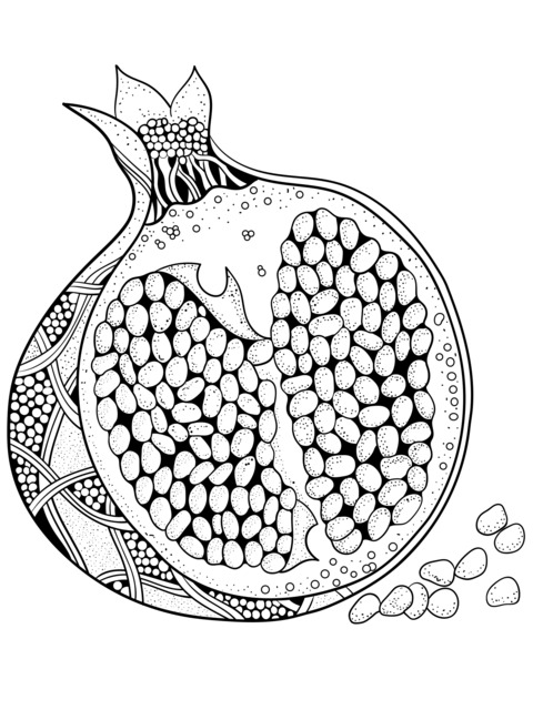 Pomegranate - themed Coloring Page