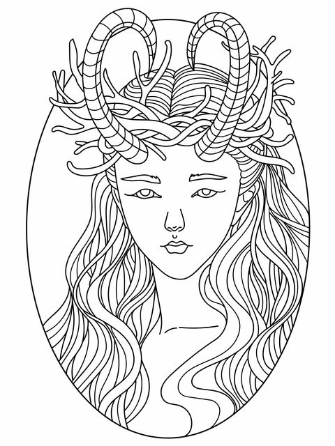 Myth - styled Female Character Coloring Page