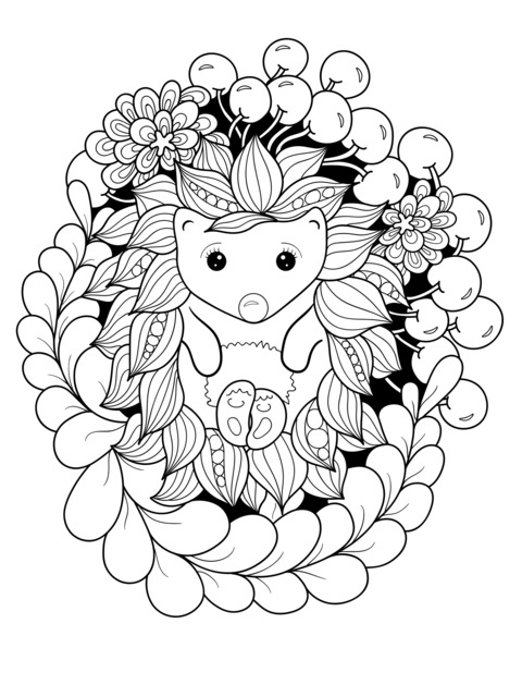 Adorable Hedgehog Illustration Coloring Page