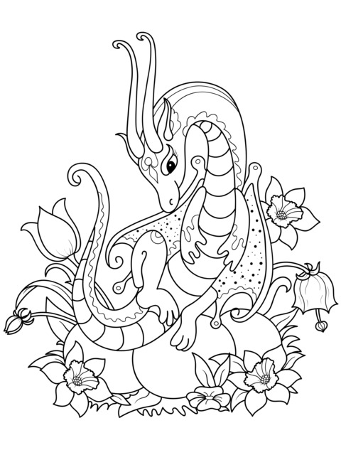 Cute Little Dragon Coloring Page