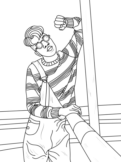 Vintage - style Fashion Character Coloring Page