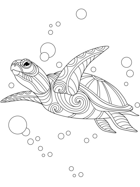 Beautiful Sea Turtle Coloring Page