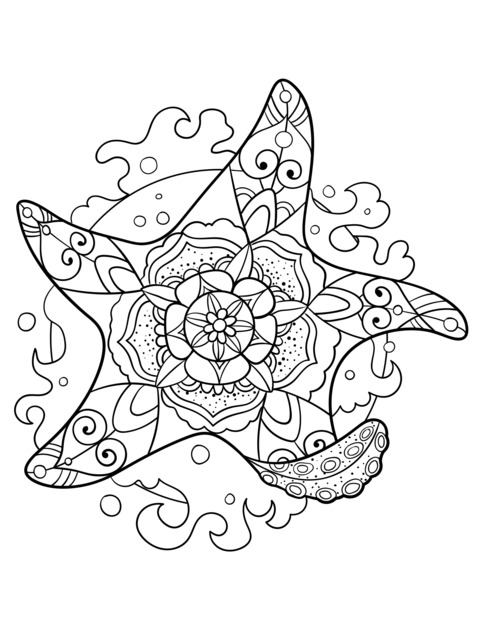 Patrón de Mandala de Estrella de Mar Colorida