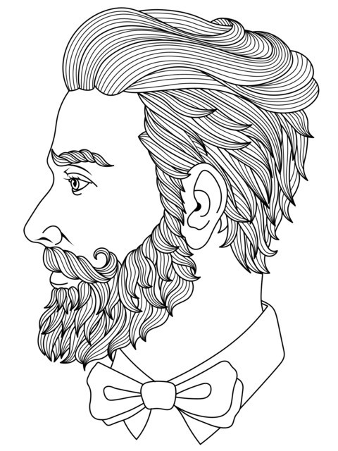 Profile of a man with a beard and bow - tie