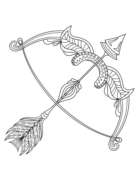 Beautiful Coloring Page of a Colorful Bow and Arrow