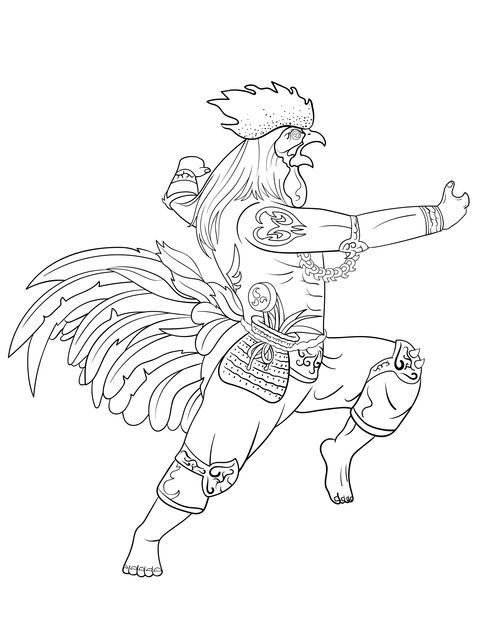 Warrior - like Rooster Coloring Page