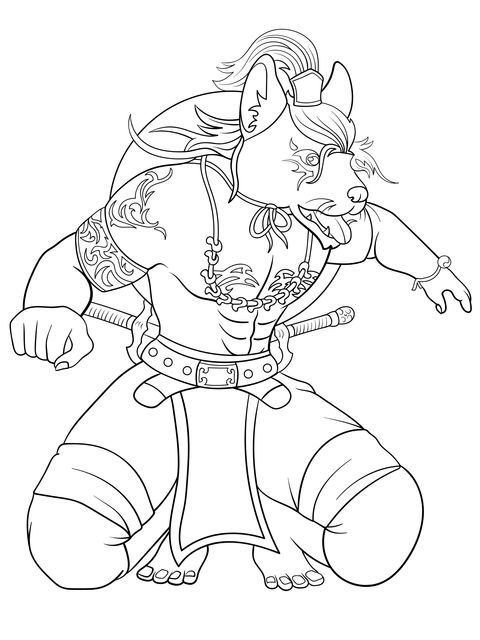 Mythical Werewolf Warrior Coloring Page