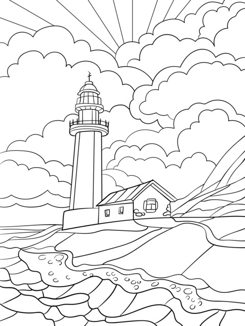 Lighthouse and Cottage by the Sea