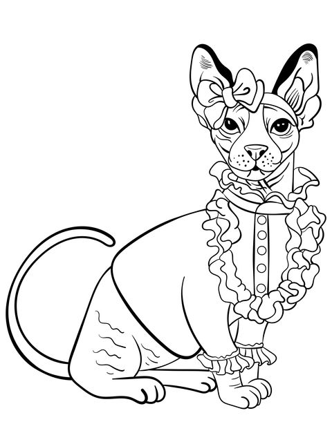 Adorable Hairless Cat Coloring Page