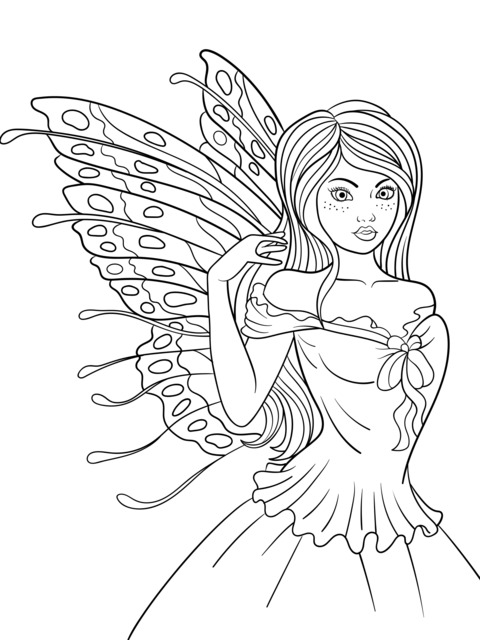 Beautiful Butterfly Fairy Coloring Page