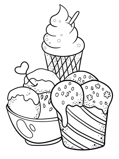 Cute Ice - Cream Coloring Page