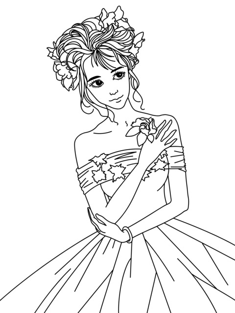 Beautiful Princess - themed Coloring Page