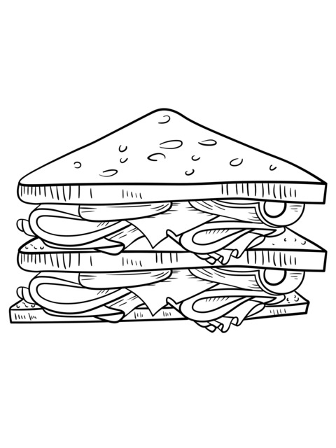 Página de Colorear de un Sándwich Delicioso