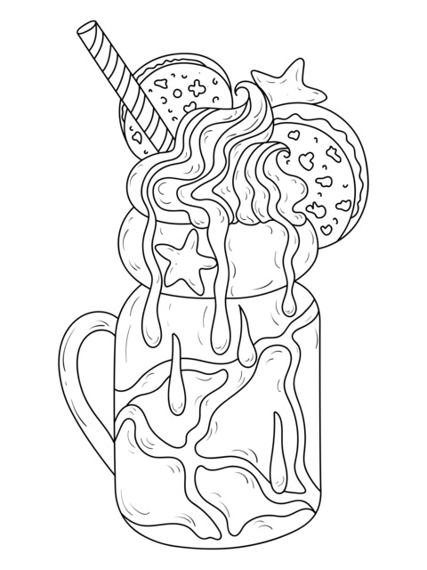 Cute Cartoon Milkshake Coloring Page