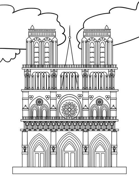 Página de Colorir da Notre - Dame de Paris