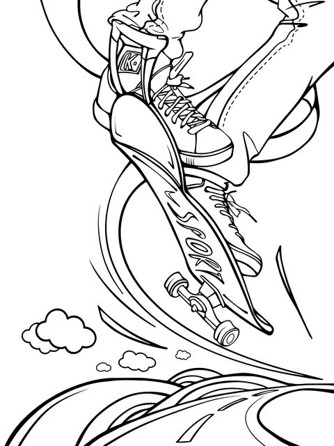 Dynamic Skateboard Coloring Page