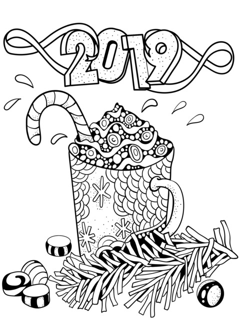 2019 Festive Hot Drink Coloring Page