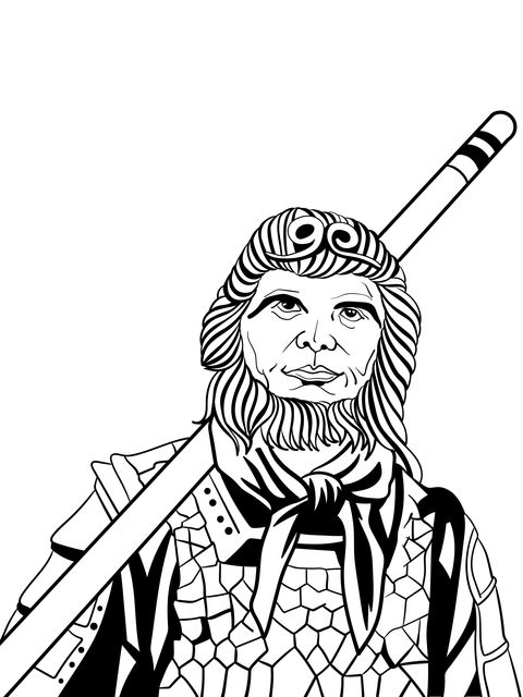 Sun Wukong Coloring Page Illustration