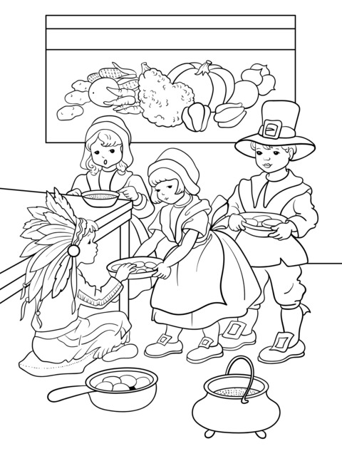 Children's Thanksgiving - themed Coloring Page