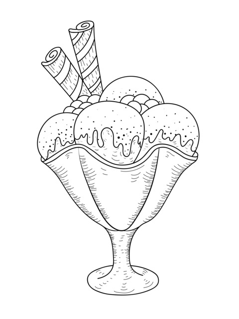 Delicious Ice - Cream Coloring Page