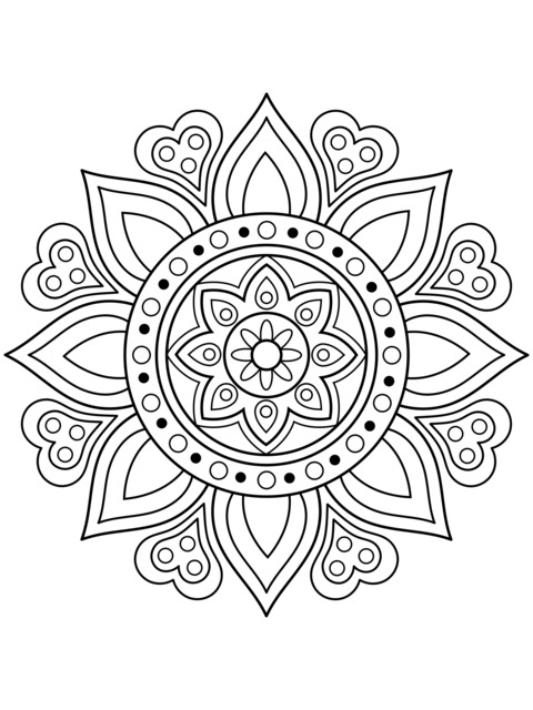 Página de Colorir Mandala Colorido