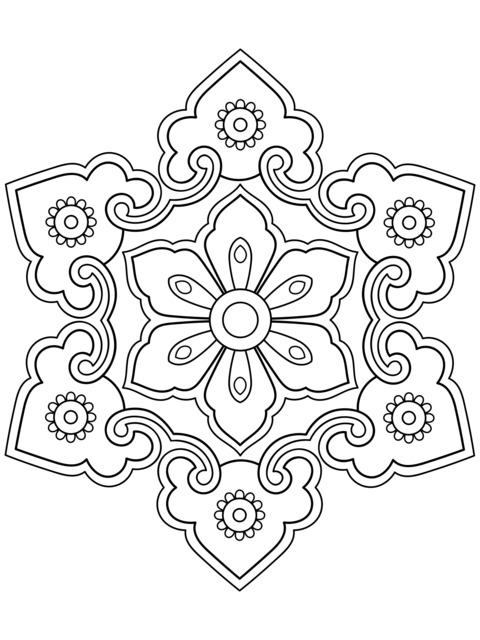 Linda Página de Colorir Mandala Floral