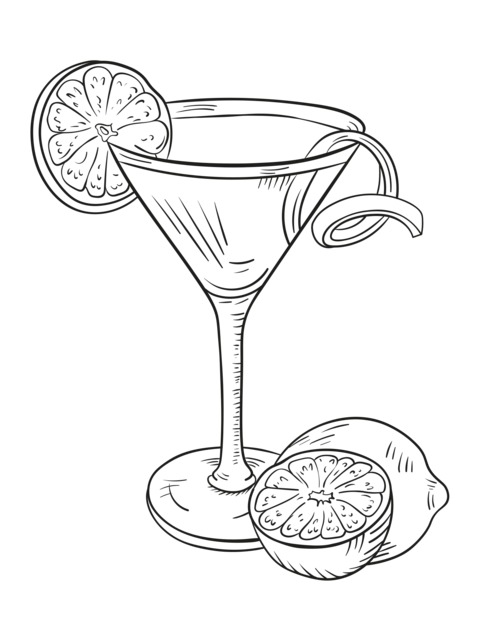 Martini Cocktail Coloring Page