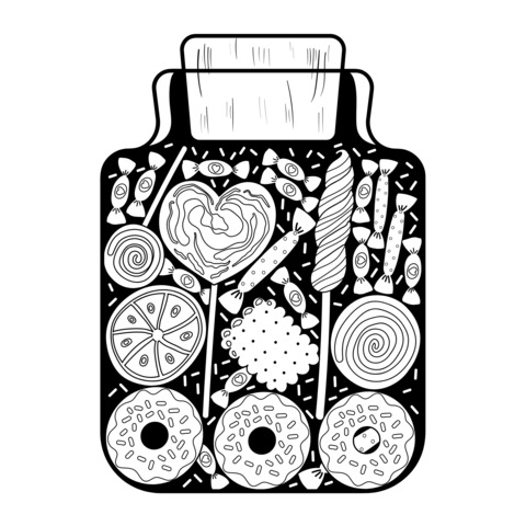 Candy Jar Coloring Page: Colorful Candy Patterns Awaiting Your Touch