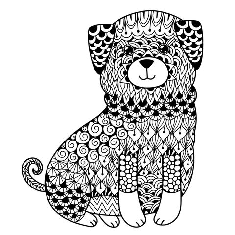 Colorful Patterned Puppy Coloring Page