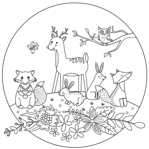 Adorable Forest Animals Coloring Page