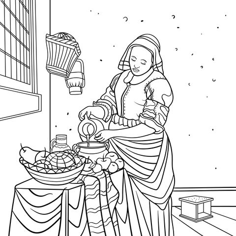 Vintage Kitchen Scene Coloring Page