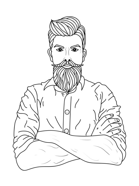 Bearded Man Illustration Coloring Page