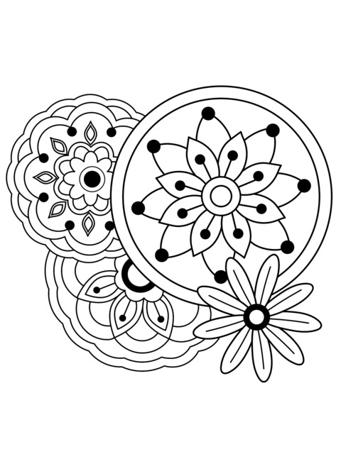 Página de Colorir Mandala Floral Colorido